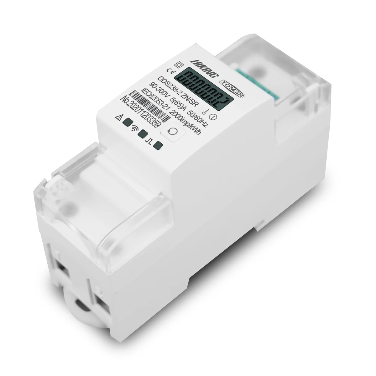 Din rail Single phase Multi function Energy meter 90-300V Kwh MODBUS-RUT Watt hour meter Remote control ON/OFF by Rs485 65A