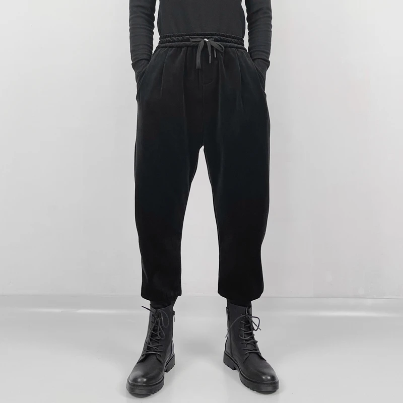 Men's New Dark Classic Simple Golden Velvet Band Foot Pants Loose Casual Large Size Harlan Pants