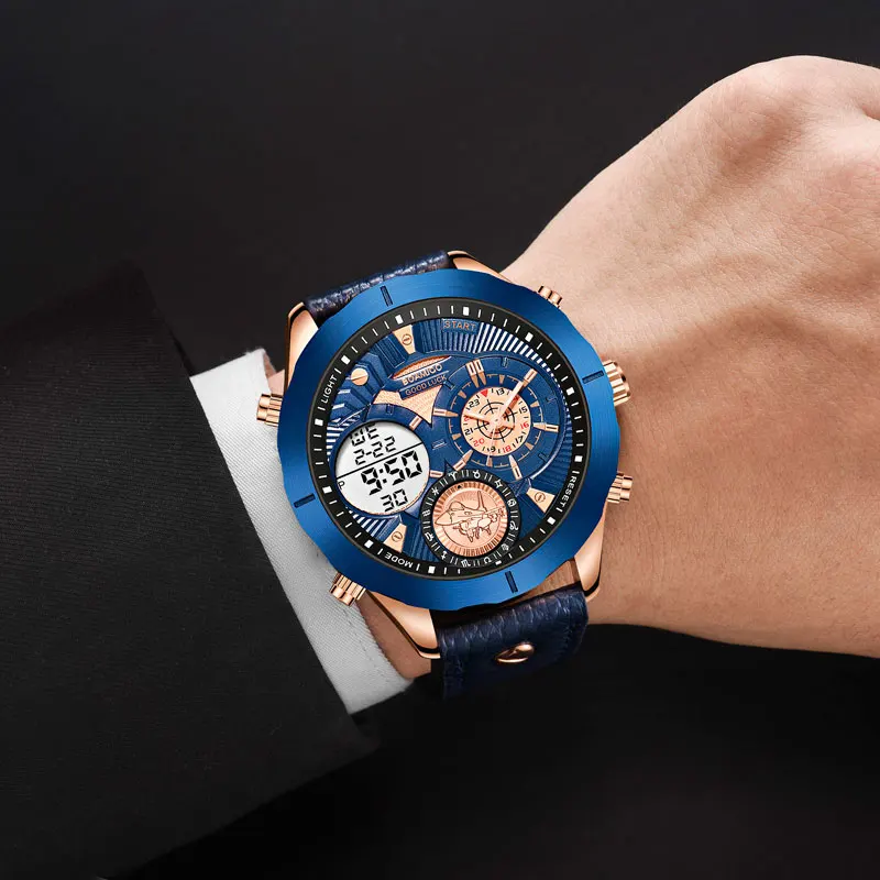 reloj hombre BOAMIGO 2022 military Fashion Men Watches Top Brand Luxury big Sports digital analog leather Quartz Watch for Men