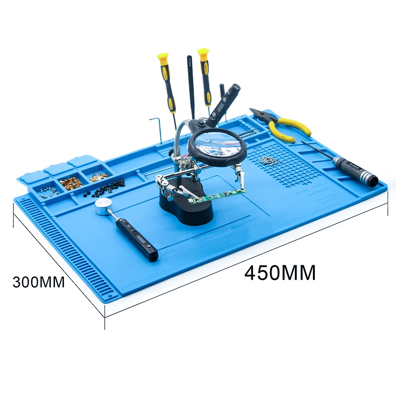 Silicone Magnetic Repair Mat Heat Resistant Anti-Static Work Pad for Soldering, Electronics Repair PCB Welding