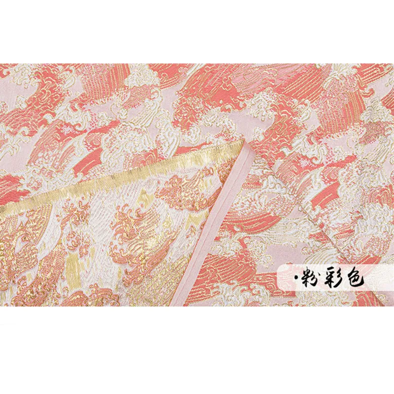 CF1013 Japanese Traditional Nishijin Brocade Fabric, Sewing Clothing, Pillow Case DIY Materials, Home Textile, Blue and Pink