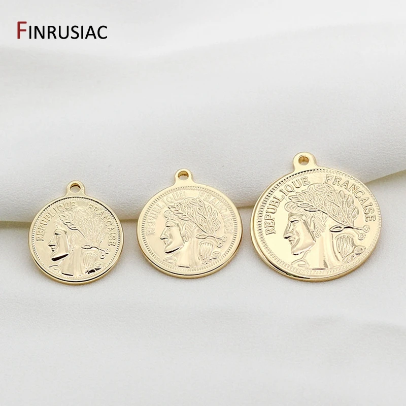 Retro Commemorative Coin Charms DIY Necklace Pendant Accessory, Gold Plated Portrait Pendants Charms For Jewelry Making