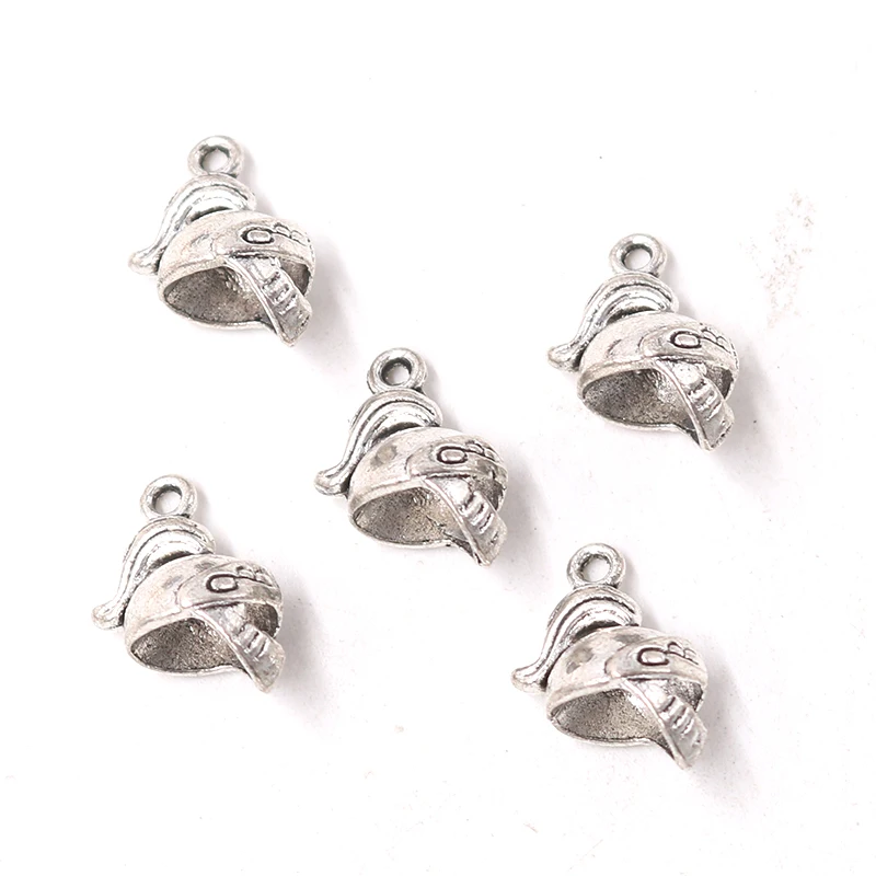 12pcs/lot Silver Plated Armor Helmet Charm Metal Pendants DIY Necklaces Bracelets Jewelry Handicraft Accessories 13*14mm