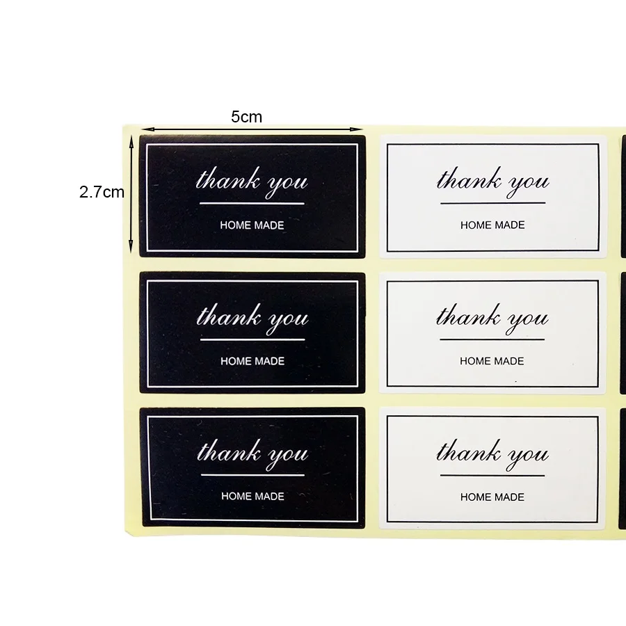 100pcs/lot Black And White 'Thank You' Rectangular Seal Sticker Gift Sticker For  Homemade Bakery Packaging Decoration Label