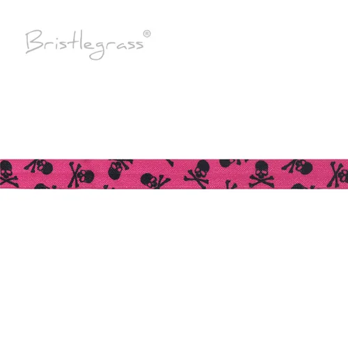 Imagen 2 del producto BRISTLEGRASS-Cinta de satén de LICRA para el pelo, 2 y 5 yardas, 5/8 "", 15mm, estampado de calavera rosa, plegable, banda elástica FOE, cinta para el pelo, diadema, vestido, costura artesanal
