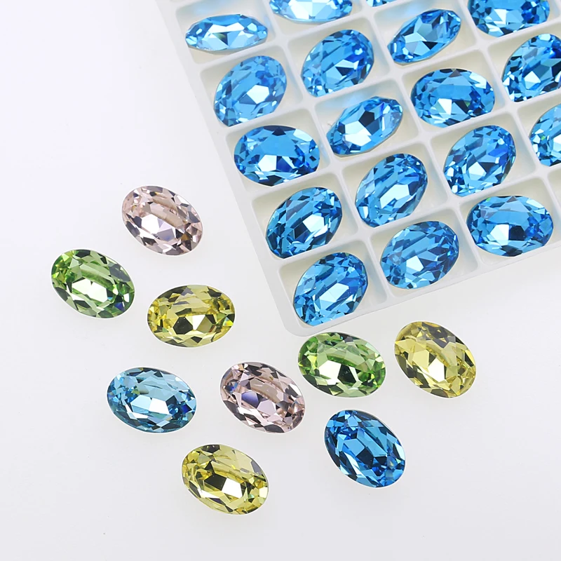 13*18mm Rhinestones Strass Oval Crystal Stones Pointback And Glass For Nails Art Decortaions Needlework Clothes 3002