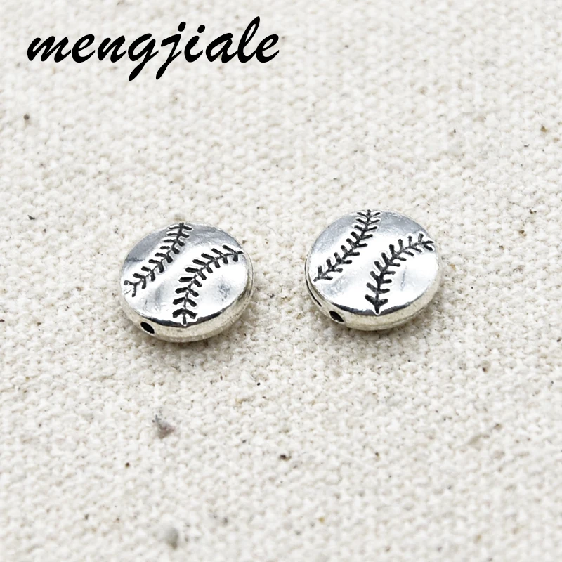 14pcs Wholesale Vintage  Metal  Alloy  Baseball Spacer Beads  For  Jewelry Making Necklace DIY Supplies