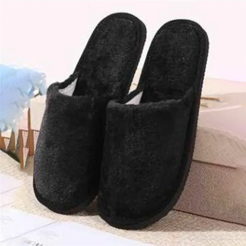 Women Home Slippers Autumn Winter Warm Furry Plush Shoes Indoor Bedroom Light EVA Couple Cotton Slipper Solid Soft Flip Flops