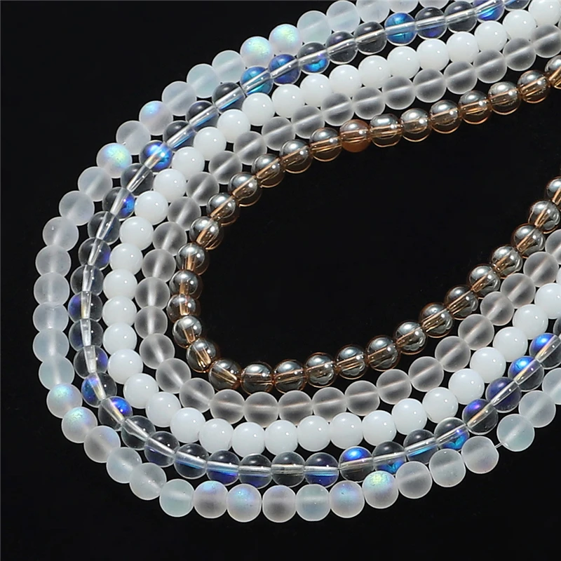 4 6 8 10mm Natural Matte Selective Color  Glass Round Beads For Diy Bracelet Jewelry Making Accessories For Handicrafts