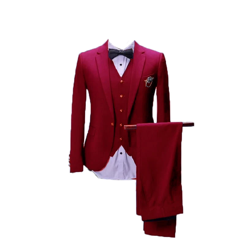 Fashion Regular Bridegroom Tuxedos Single Breasted Groom Wear Wedding Suit Evening Sut Party Suit 3Piece Suit(Jacket+Vest+Pants)