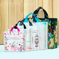 50Pcs/Lot Thicken Large Plastic Bag Clothing Thank You Gift Plastic Bag With Handle Lovely Gift Shopping Bags 4 Sizes