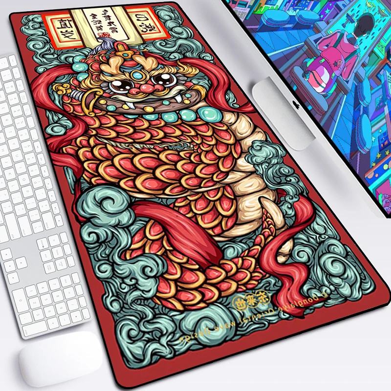 Elementi di tappetino per Mouse in stile cinese accessori da gioco tastiera da tavolo antiscivolo tappetino da scrivania Gamer PC tappeto in gomma Dragon Mousepad