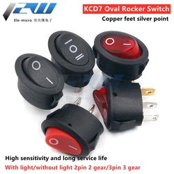 2 Pcs /Lot KCD7 Oval Switch 2 Pins 2 Gears / 3 Pins 3 Gears, Electric Kettle Rocker Power Switch Rocker Switch with/withou Light