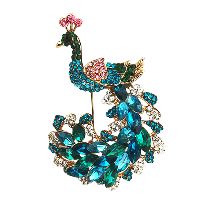 

Vintage Animal Peacock Brooches Emerald Green Crystal Luxury Brooch Clothing Scarf Accessories Pins Brooches For Women Elegantt