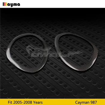Sport style Carbon fiber headlights covers For Porsche Cayman 987 2005 - 2008 Cayman S front lamp decorative eyebrow sticker 2pc