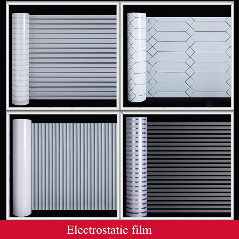 Electrostatic frosted office glass film translucent stripes sliding door anti-collision waist line anti-peeping window film