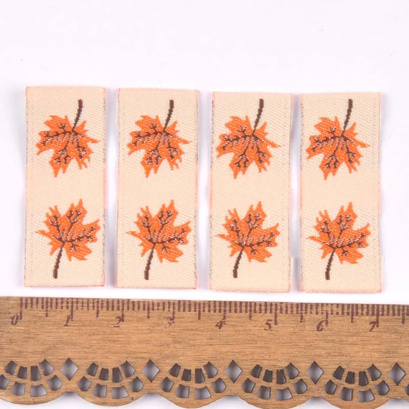 50Pcs Maple/Mushroom Embroidery Washable Labels Sewing Accessories Care Bags Clothing Tags For Garment Handmade Crafts c3159