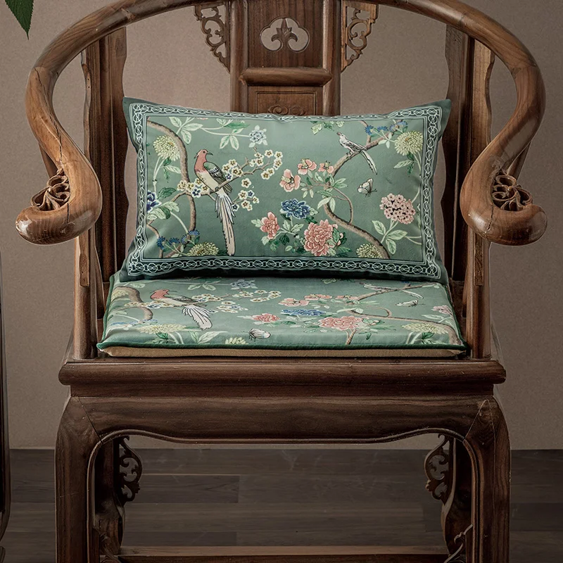Medicci Home Chinoiserie Chinese Feature Cushion Covers Courtyard Bird And Flowers Print Lumbar Pillow Case Eastern Home Decor