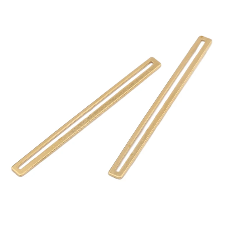 50Pcs/Lot Raw Brass Silver Plated Rectangle Bar Earrings Charms Bracelets Findings For Diy Jewelry Making Accessories Wholesale