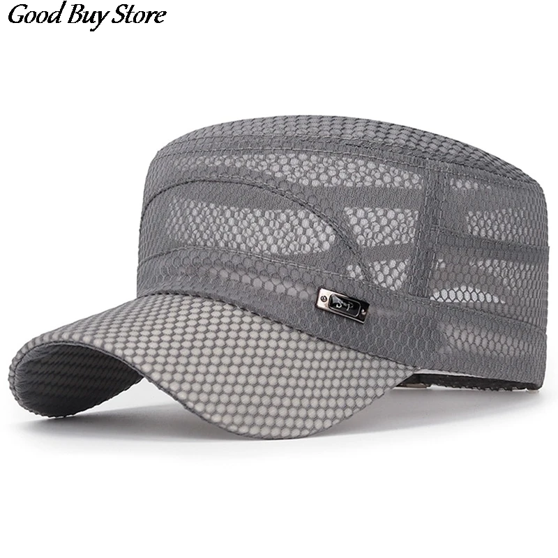 Full Mesh Visors Cap Men Outdoor Training Snapback Hats Summer Office Casual Flat Caps Male Breathable Sun Hat Sports Gorras New