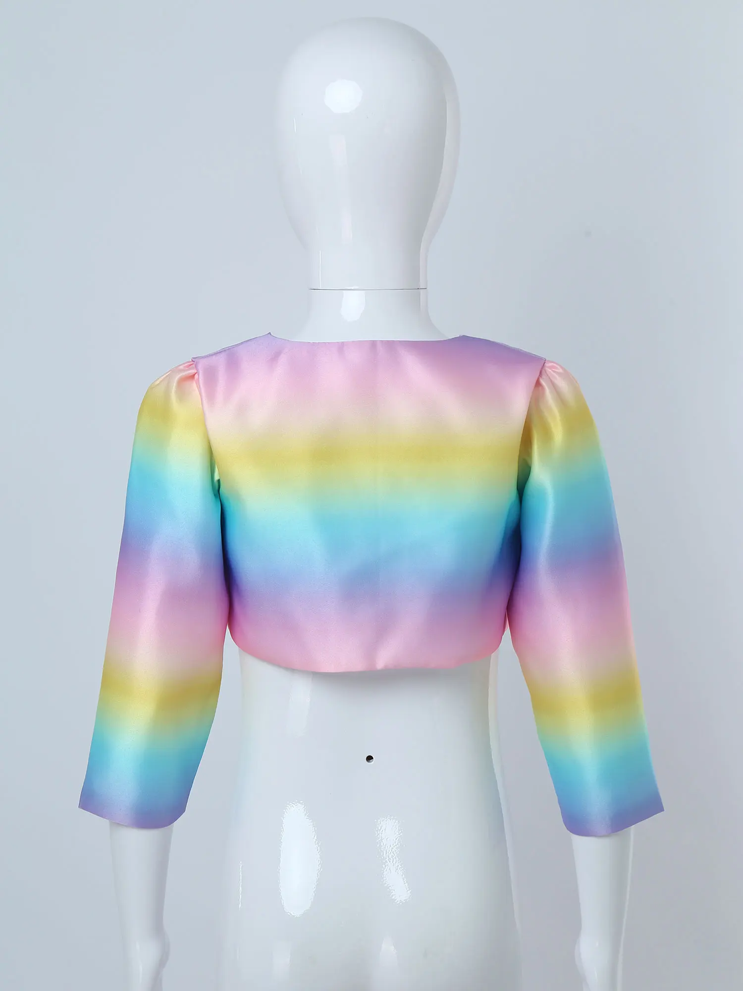 Cappotto corto da bambina per bambini con mantello caldo Costume di Halloween manica lunga sfumato stampa arcobaleno mantello per abito da principessa per feste