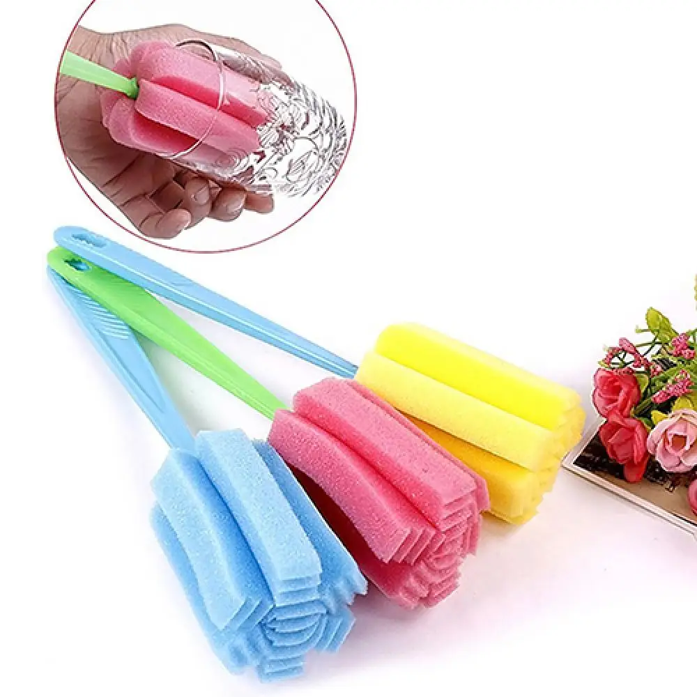 Sponge Bottle Cup Brush Sponge Cup Brush Glass Bottle Cleaning Sponge Brush for Wineglass Bottle Coffe Glass Cup Kitchen Tools