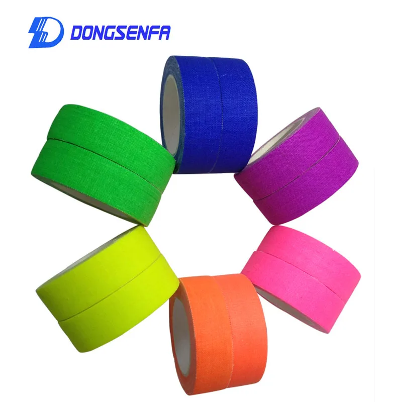 DONGSENFA 6Rolls/Set Fluorescent UV Cotton Tape Matt Night Self-Adhesive Glowing Dark Striking Warning Tape For Party Floors