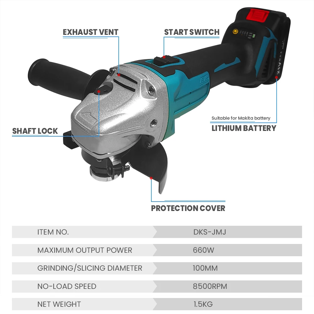 18V-21V Brushless Rechargeable Angle Grinder Cordless Cutter Wireless Battery Grinding Machine Electric Polishing Power Tools