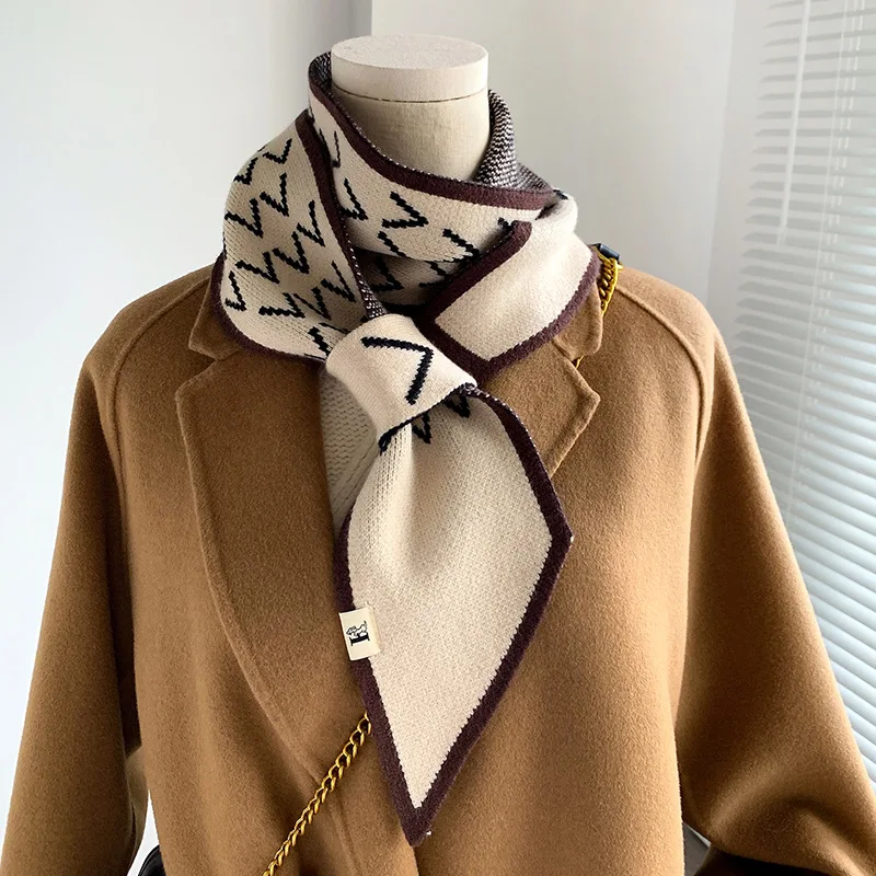 Letter Plaid Luxury Brand Knitted Scarf 2021 New Scarf Women Winter Scarf Long Skinny Small Scarf Female Neckerchief Scarf