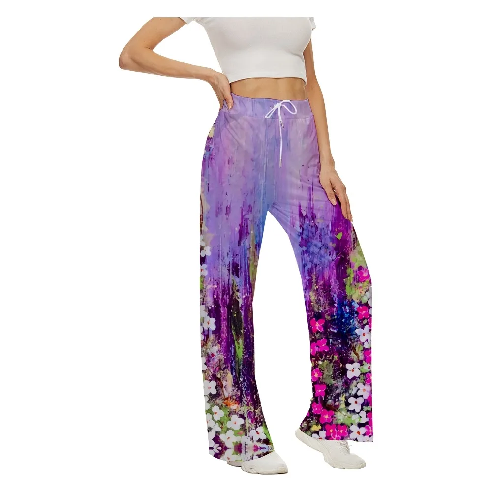 Floral Print Pants  Sweatpants Women Casual XL Oversize Loose Wide Leg Trousers Ins Retro Teens Harajuku Hip-hop Streetwear