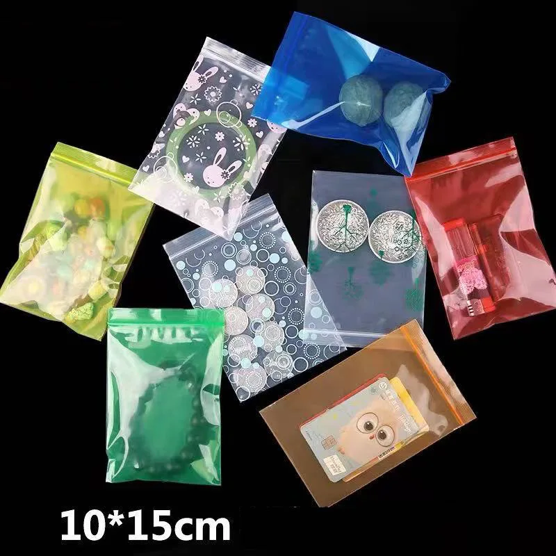 Color self-sealing bag thickening cute accessories sealing bag mini cartoon earrings jewelry packaging storage bag