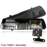 4.3 Inch Mirror Dashcam 1080P&480P Full HD Cycle Recording Rear View Dual Lens Car DVR Dash Camera