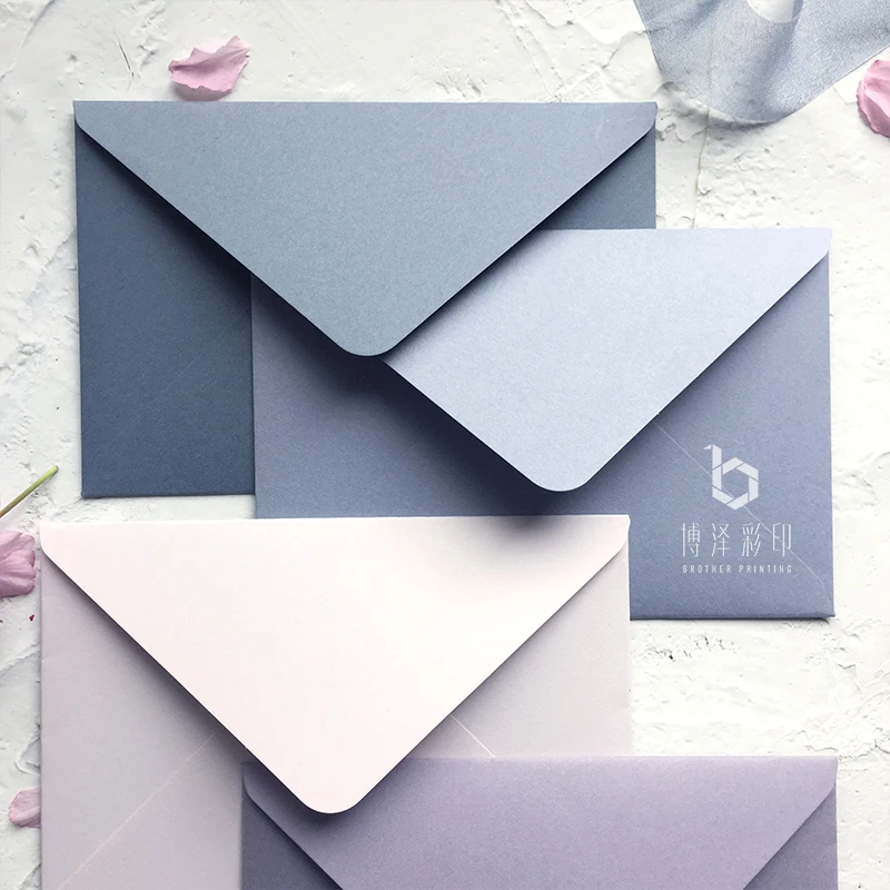 Blue Gray Purple Series 5pcs/pack Solid Color Gift Envelopes European Envelopes For Card, Post Card, Greeting Card, Paper Letter