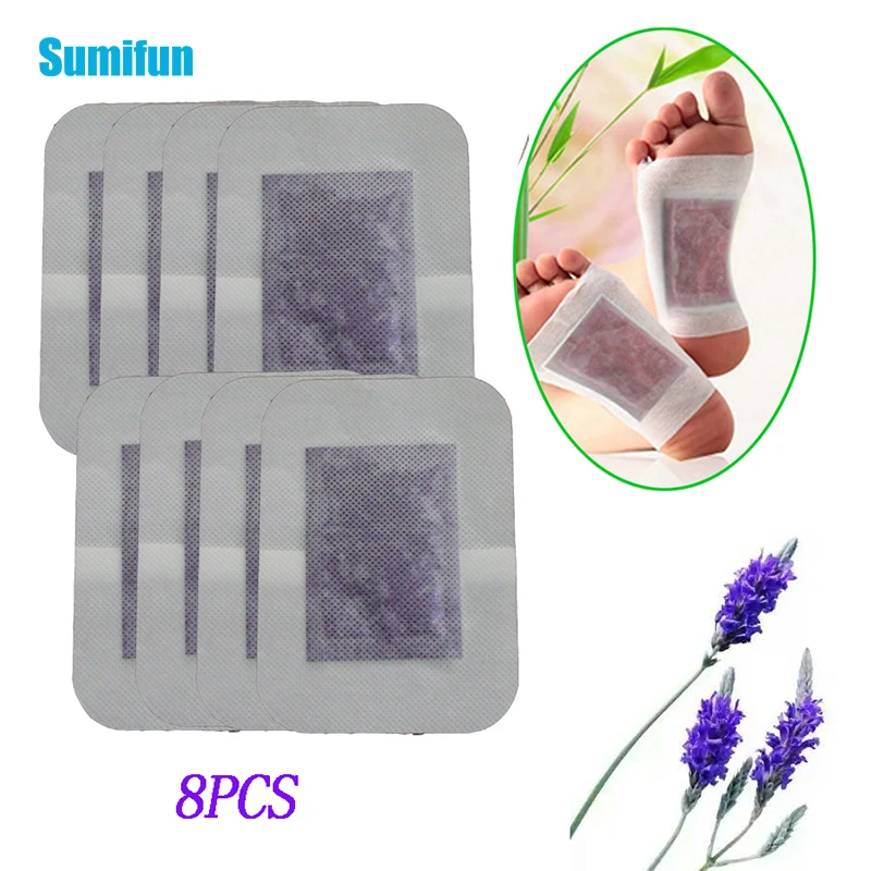 8Pcs Lavender Adhesive Detox Foot Patch Anti-Swelling Remove Toxin Slimming Paster Improve Sleepping Health Care Medical Paster