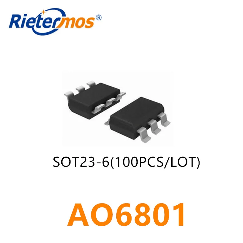 100PCS AO6801 6801 TSOP-6 SOT23-6  SMD