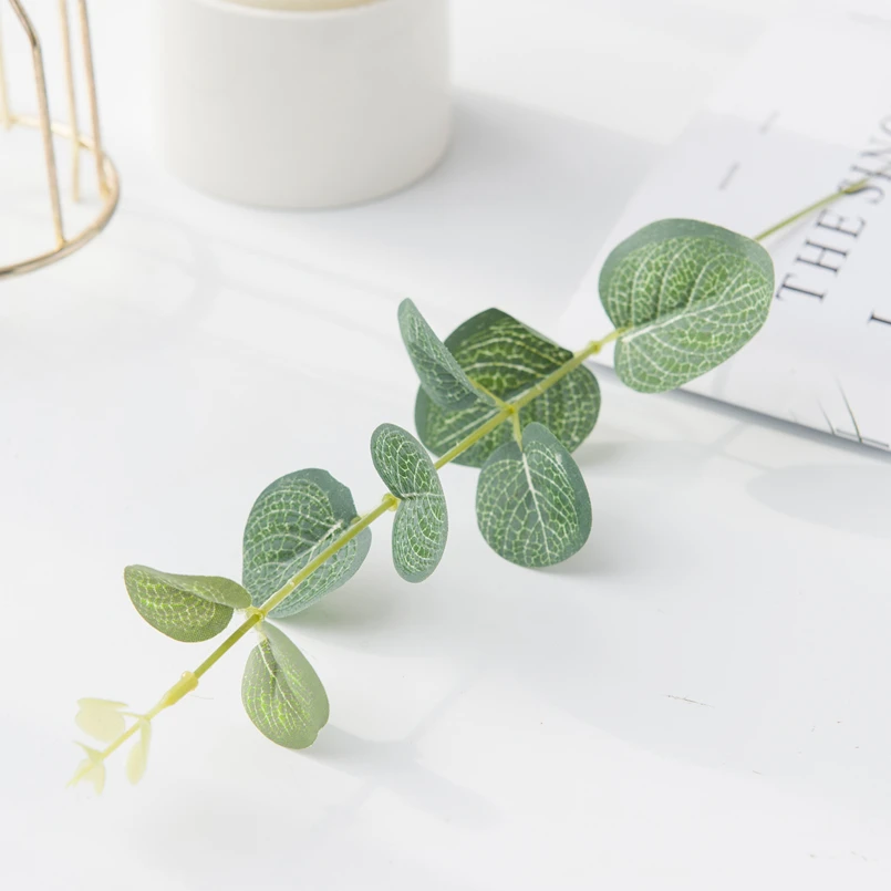 100PCS Gefälschte Pflanzen Seide Eukalyptus Blatt Diy Weihnachten Dekorationen Vase für Home Garten Hochzeit Scrapbooking Künstliche Blumen