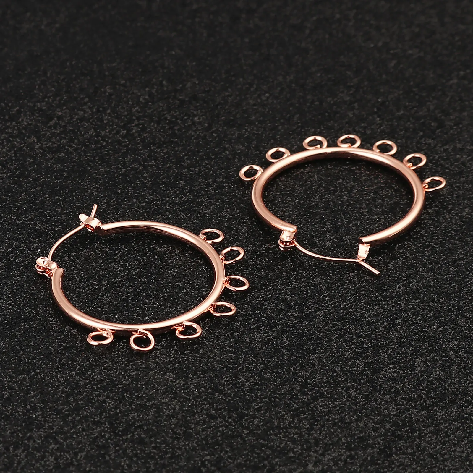 1 Pair Alloy Hoop Earrings Findings Circle Ring With Loops Silver/Gold Color For DIY Earring Jewelry Making Accessories 37x37mm 