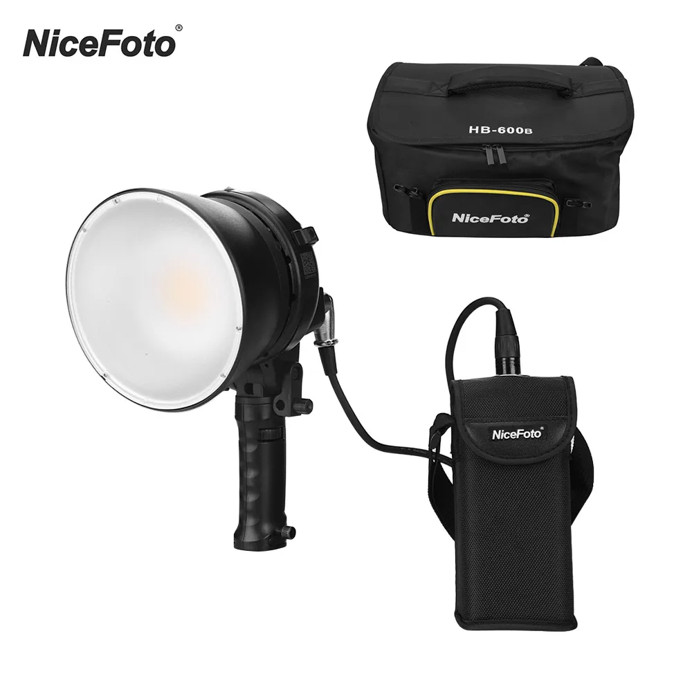 60W Photography NiceFoto HB-600B Handheld LED Video Light Fill-in Lamp 5500K APP Remote Control with Li-ion Battery Carrying Bag