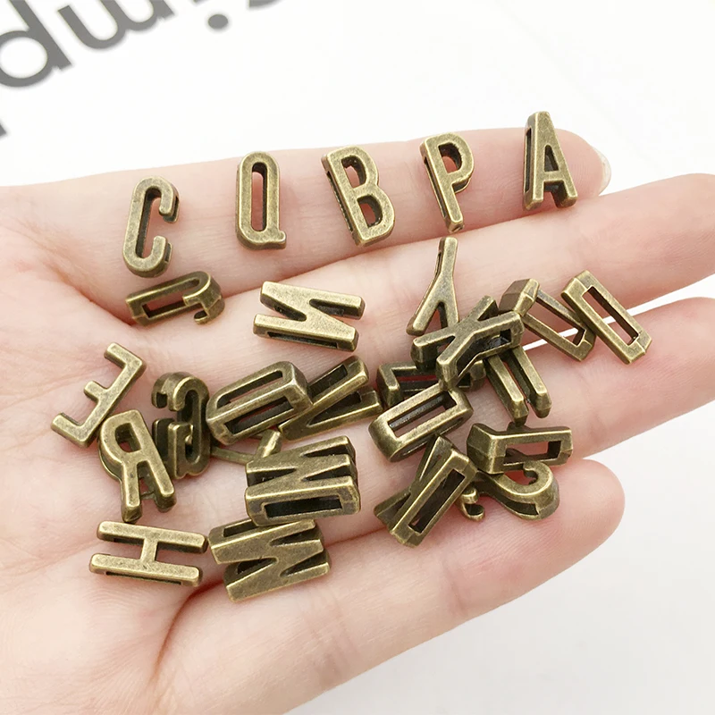 10pcs/lot 5x10mm Antique Bronze A-Z Alphabet Initial Letter Charms Pendant for DIY Necklace Bracelet Jewelry Making Findings