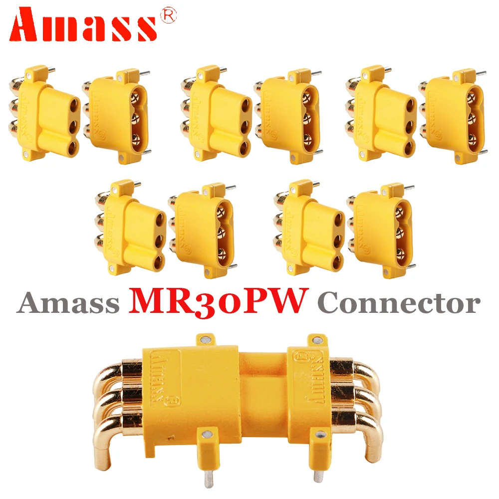 

AMASS MR30PW MR-30 PCB 3-pin PCB Male Female 2mm Bullet Connectors Plugs For RC Lipo Battery Multicopter Airplane Car Toys