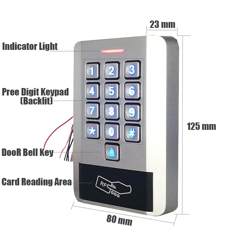 Waterproof Metal 125khz 13.56mhz Proximity Card Door Access Control System Door Lock Controller