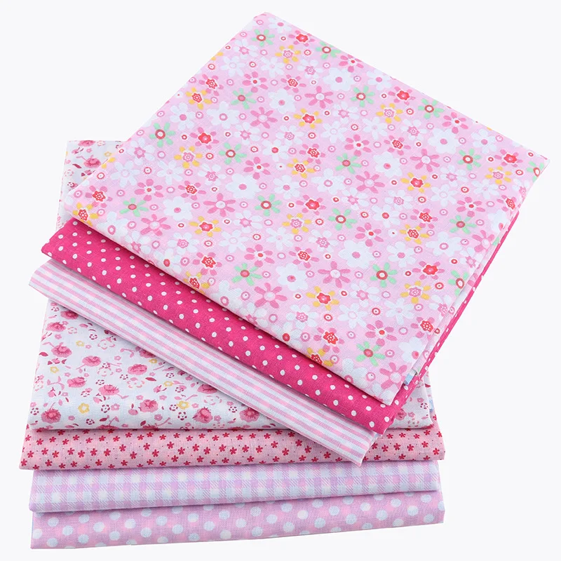 7 PCS/Lot 50cmx50cm Pink 100% Cotton Fabric Fat Quarters for Sewing Tilda Dolls Cloth DIY Quilting Patchwork Tissue Textile