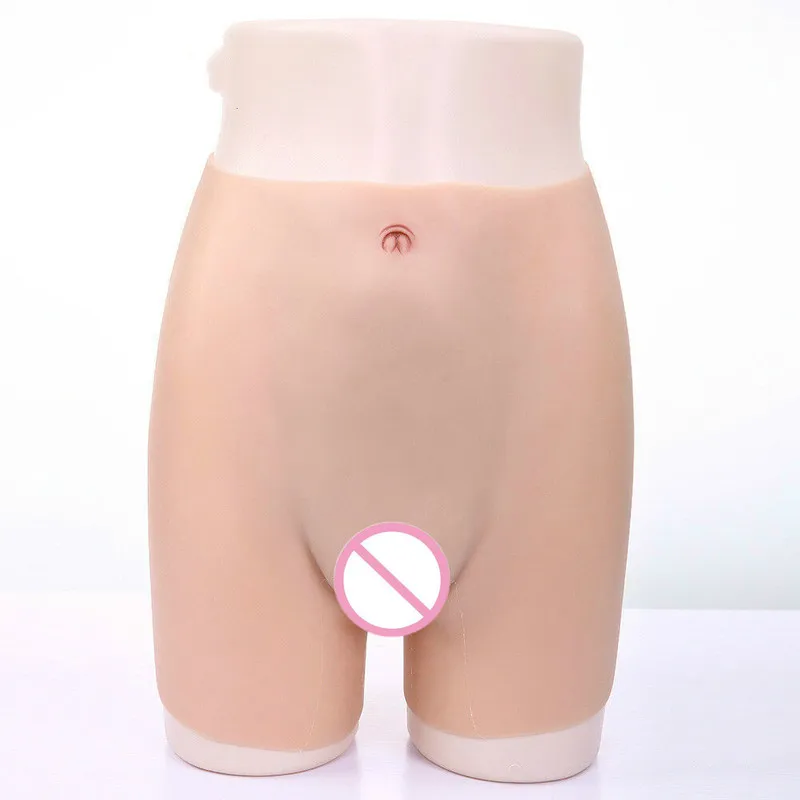 New Fake Soft Stretchy Silicone Vagina Panty With Holes Can Inserted Urinary Pore TG Crossdresser Drag Queen Body Shaper Panties