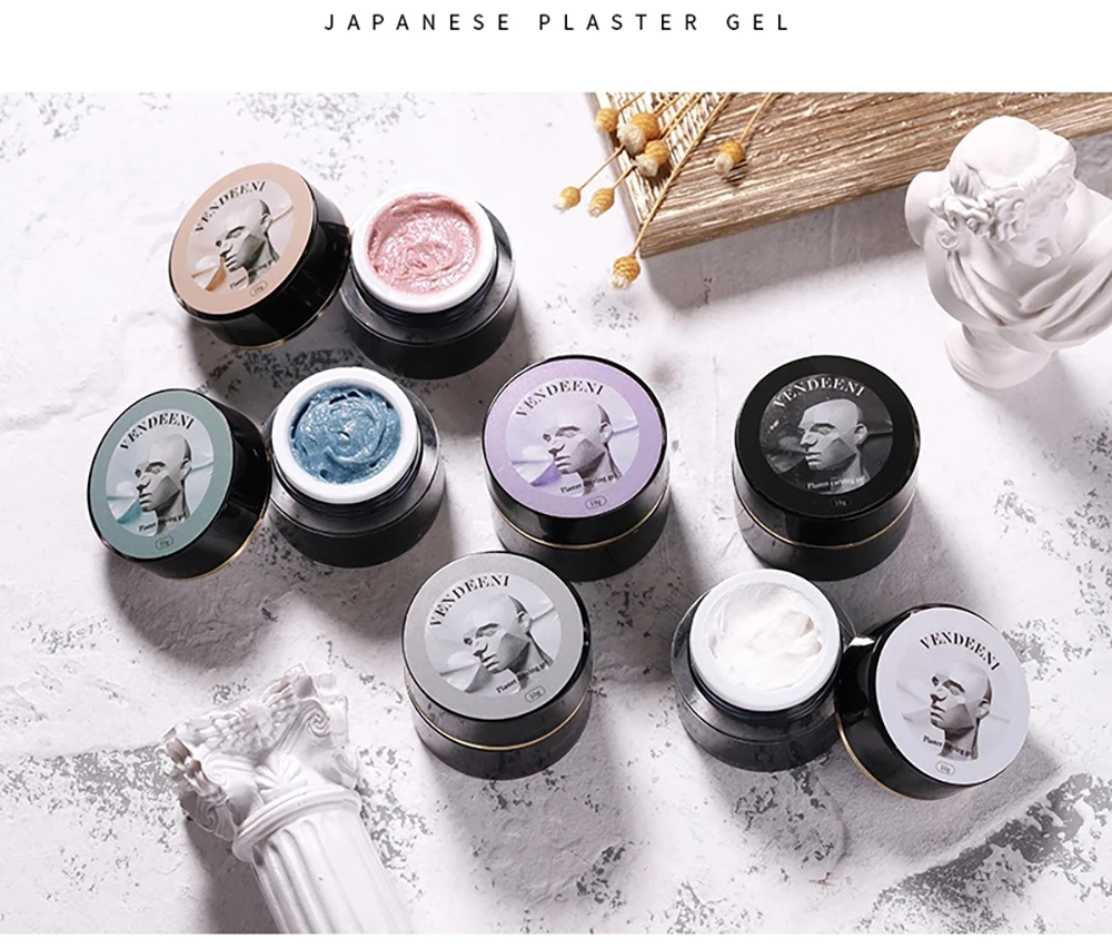 Vendeeni 6 Farben Gips-Gel-Nagellack, Malerei von Linien, Skulptur-Creme-Gel, UV-Nagelkunst, Schnitzgips-Gel, Nagellack 10g – Detail 2
