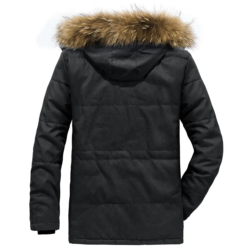 Casaco masculino de inverno com capuz parkas forro de pele grosso tamanho 6XL Casaco masculino casual chapéu Casacos destacáveis Casacos Roupas masculinas