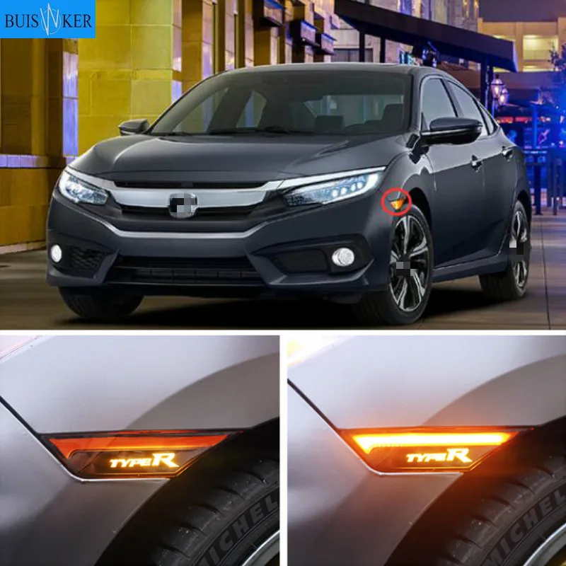 

Revolving Dynamic Fender Light LED Turn Signal Light Running Lamp For Honda Civic 2016 2017 2018 2019 2020