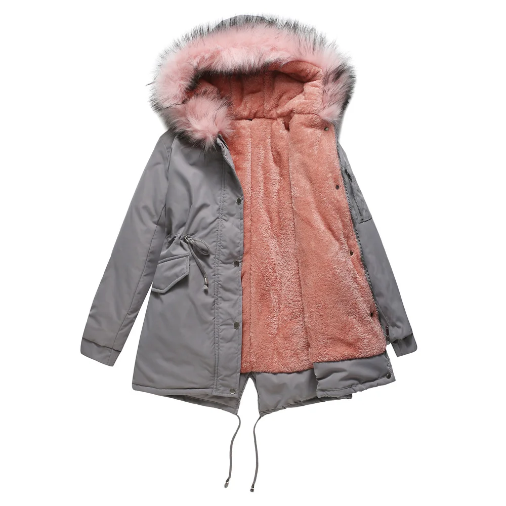 New Plus Size Winter Clothes Women's Hooded Faux Fur Jacket Thick Warm Plus Velvet Outwear 2024 Parkas Female Padded Coats