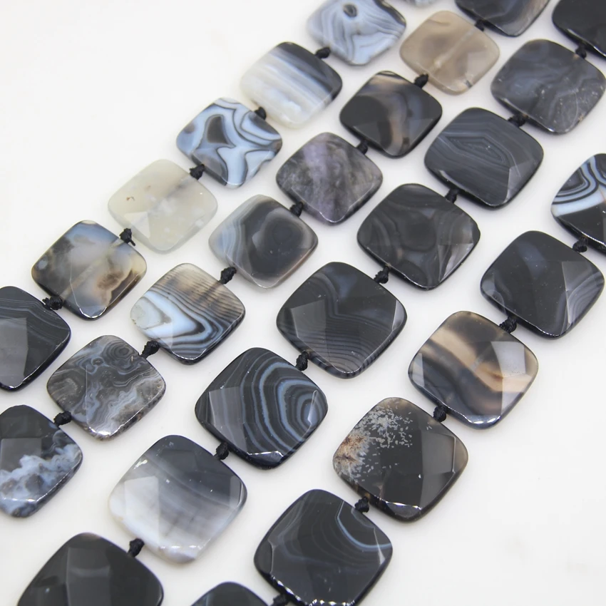 Faceted Square Slabs Striped Onxy Stone,  Druzy Natural Black White Lace Agates,,Used for Pendant Necklaces Bracelet Jewelry Mak