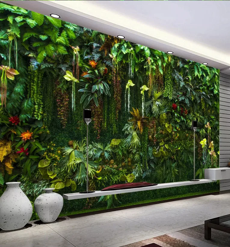 Bacal Custom Photo Wallpaper Mural Tropical rainforest flower plant green leaf Wall Decorative Painting 3D wallpaper home decor