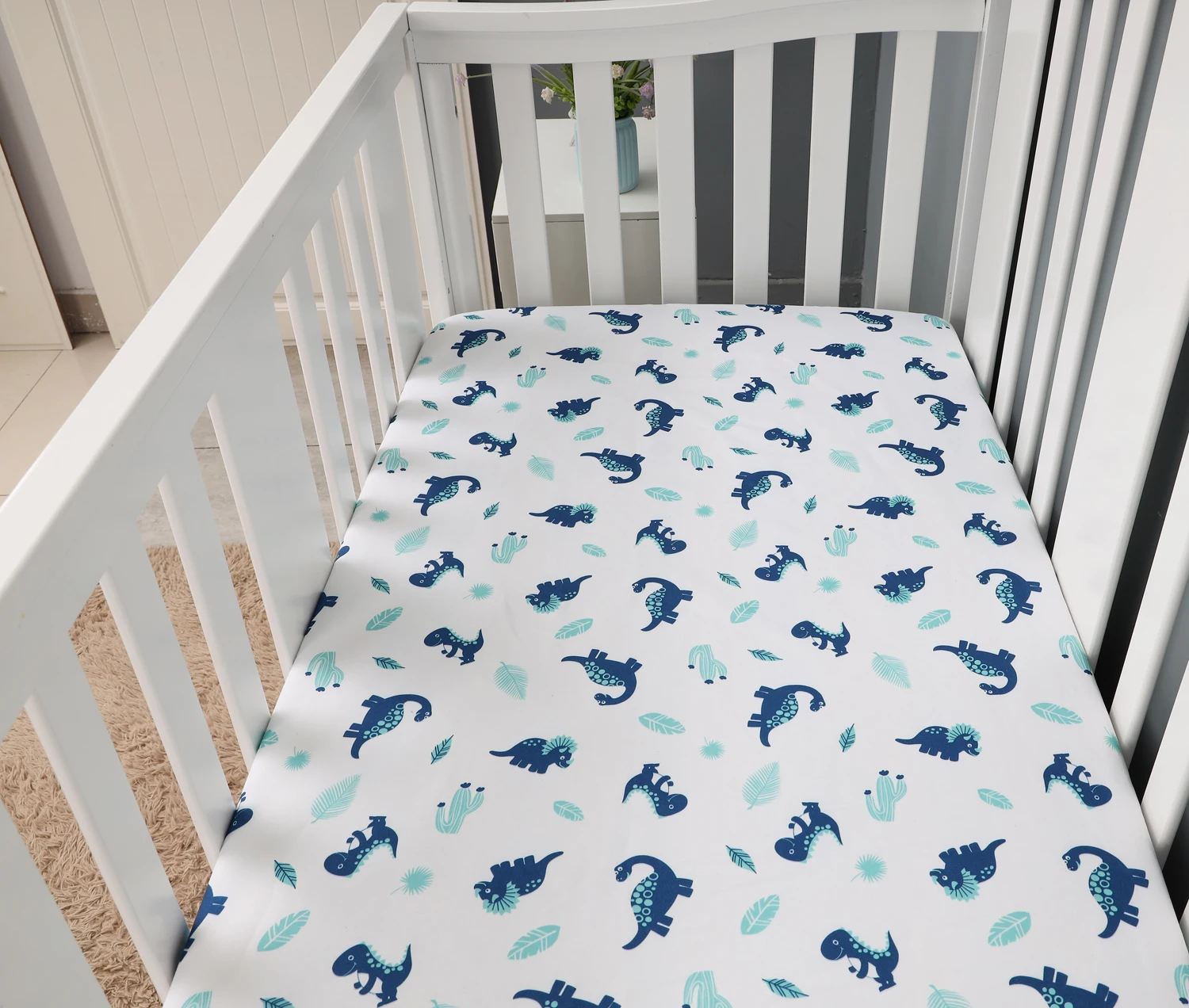 3 pcs Baby Crib Bedding Set  dinosaures for boys hot sale including quilt, crib sheet, crib skirt